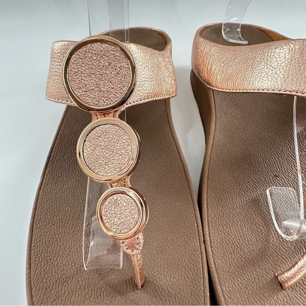 Fitflop sandal style I42-323 10 42 rose gold leather thong flip flop orthopedic